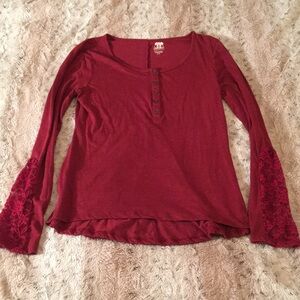 Route 66 Ruffled Red Long Sleeve Blouse